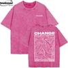 Change Never Look Back Printed Laundry Tshirt Womens Cotton Wide Tshirt Summer Short sleeved Top Casual Oneck Clothing