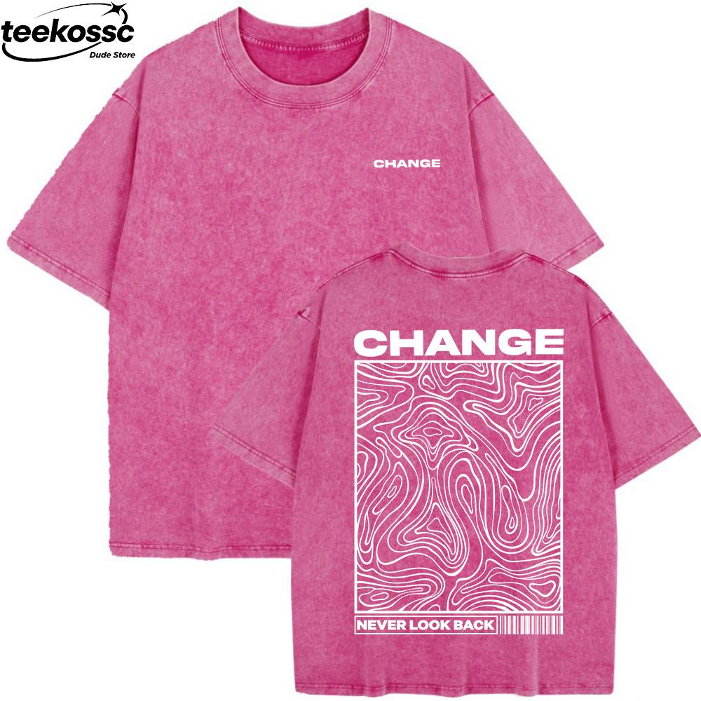 Change Never Look Back Printed Laundry Tshirt Womens Cotton Wide Tshirt Summer Short sleeved Top Casual Oneck Clothing