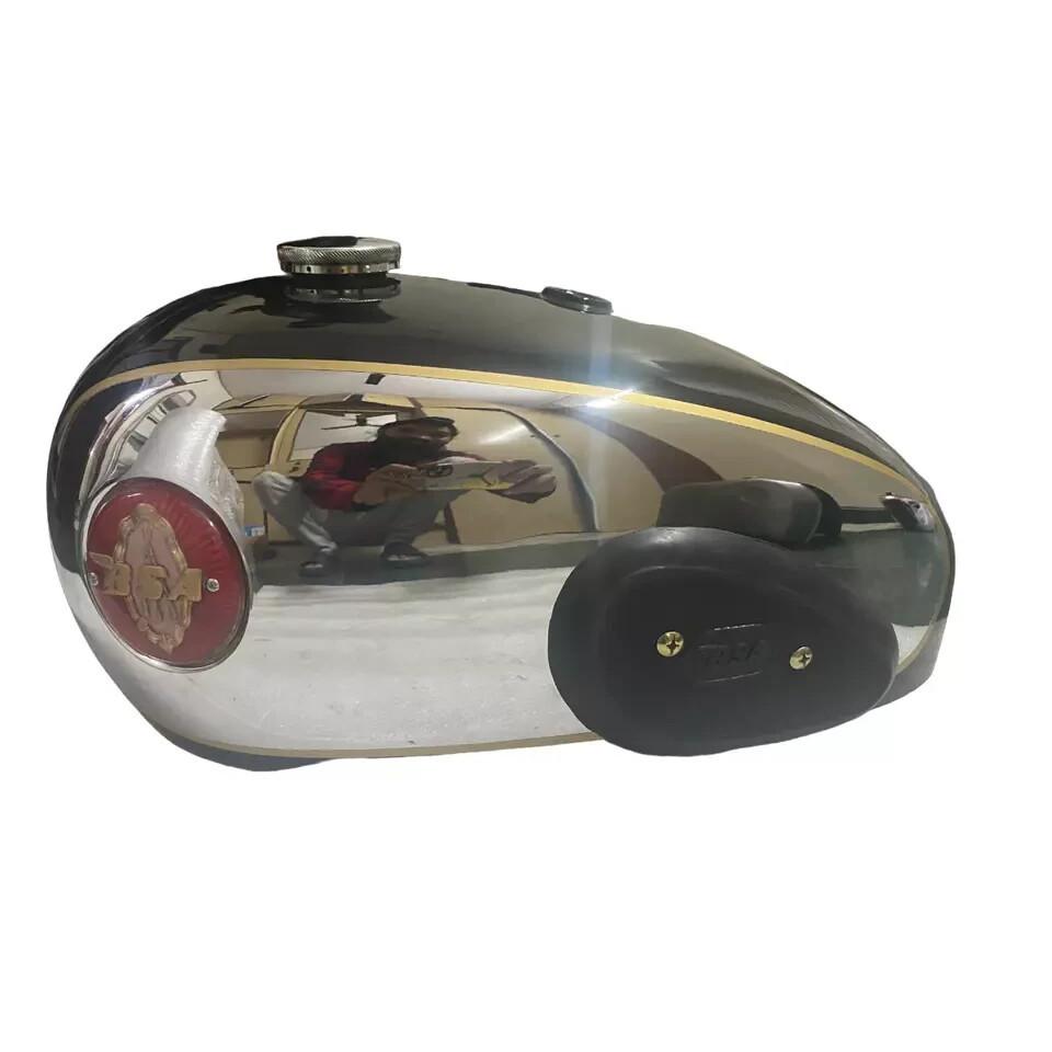BSA A7 A10 BLACK PAINTED CHROME FUEL TANK WITH BADGE CAP KNEEPAD & TAP |Fit For