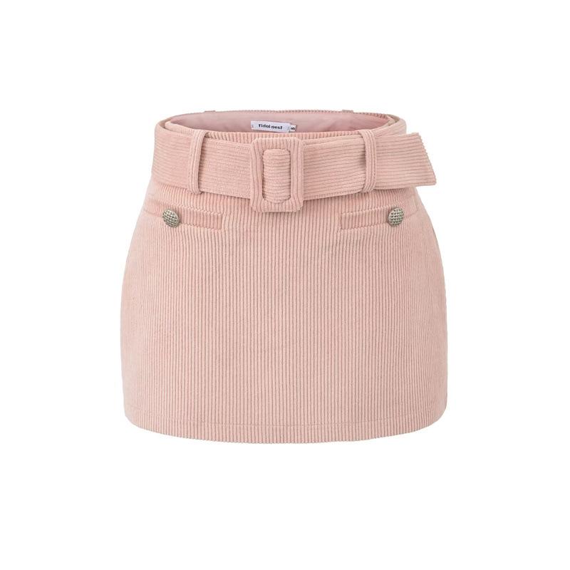 Корейская ретро вельветовая мини-юбка - Женский весенний стиль, Защита от exposure, Нишевый темперамент Small розовый