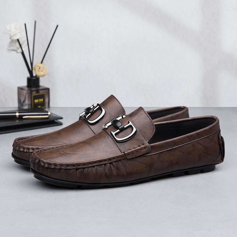 Fashion Handmade Genuine Leather Men Casual Shoes  Comfortable Slip on Loafers Man Slip on Flats Moccasins Walking Shoes Soft Moccasins
