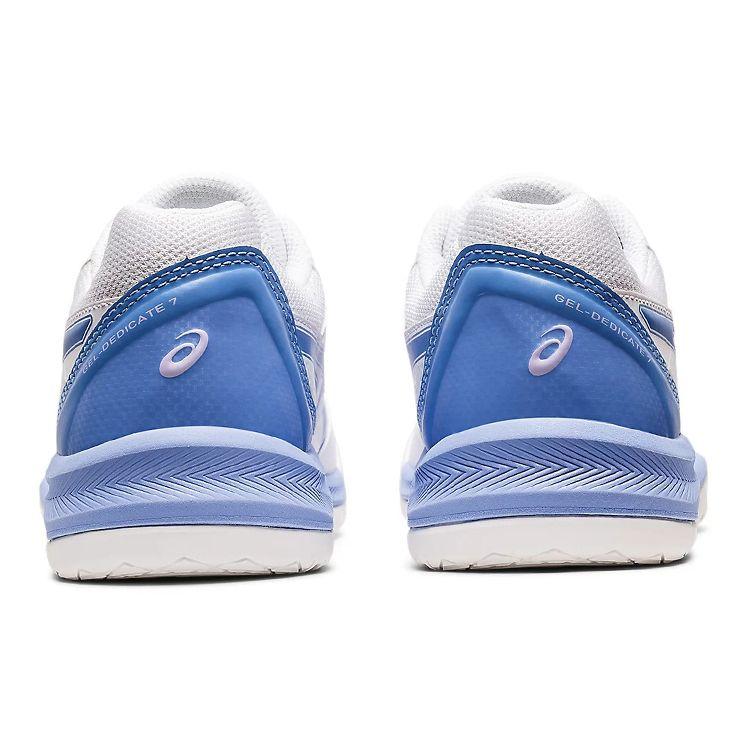 Asics Gel-Dedicate 7 Shock Absorption Low-Top Tennis Shoes Women sneaker White Blue 1042A167-102