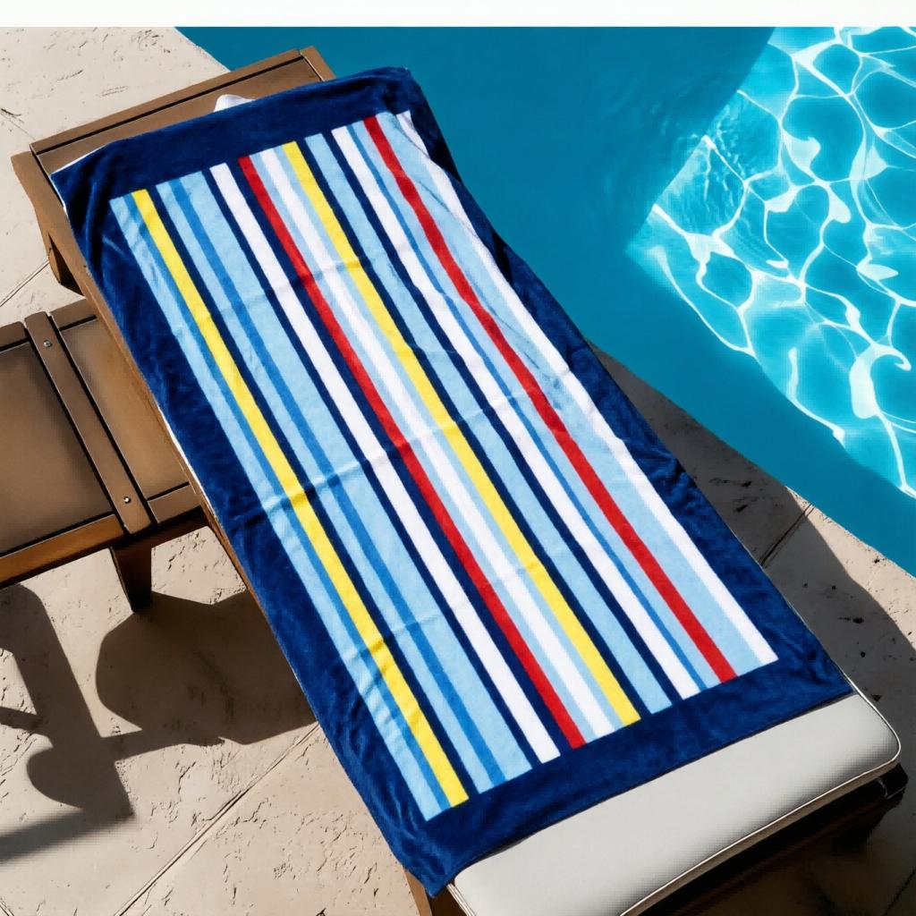 1pc Oversized Striped Microfiber Beach Towel, Unisex Soft Highly Absorbent Design, Portable Travel Essential for Seaside