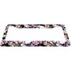 Decorative License Plate Frame Sugar Skull and Flower Car Tag Frame Aluminum Auto License Plate Holder for Men Women