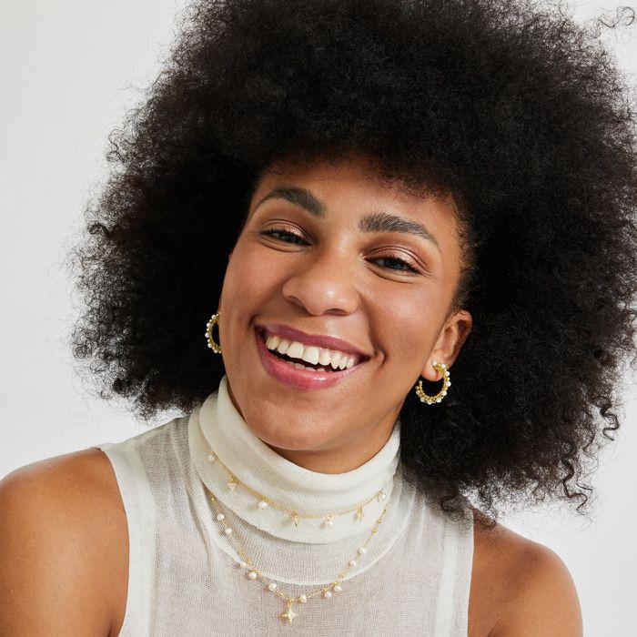 Collier de perles blanches Luxenter finition en or jaune 18K - Rokrum