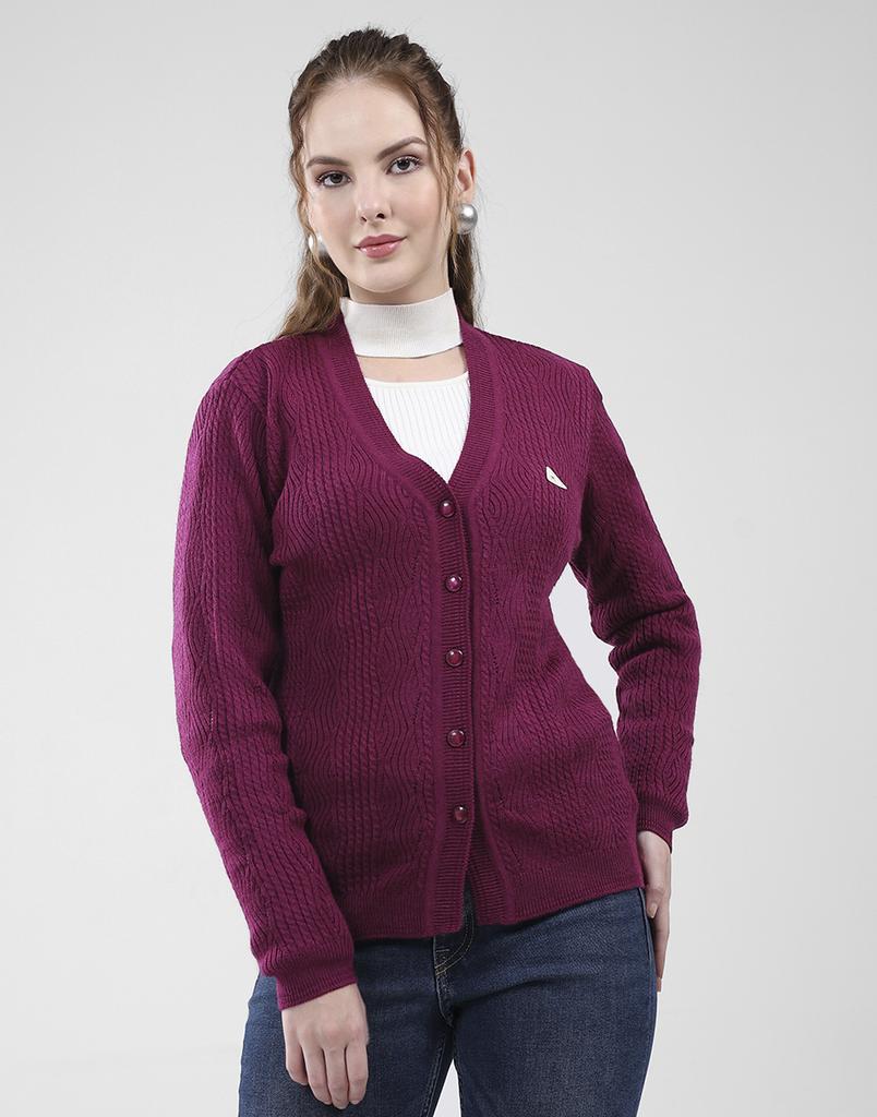 MONTE CARLO Women's V Neck Full Sleeves Cardigan