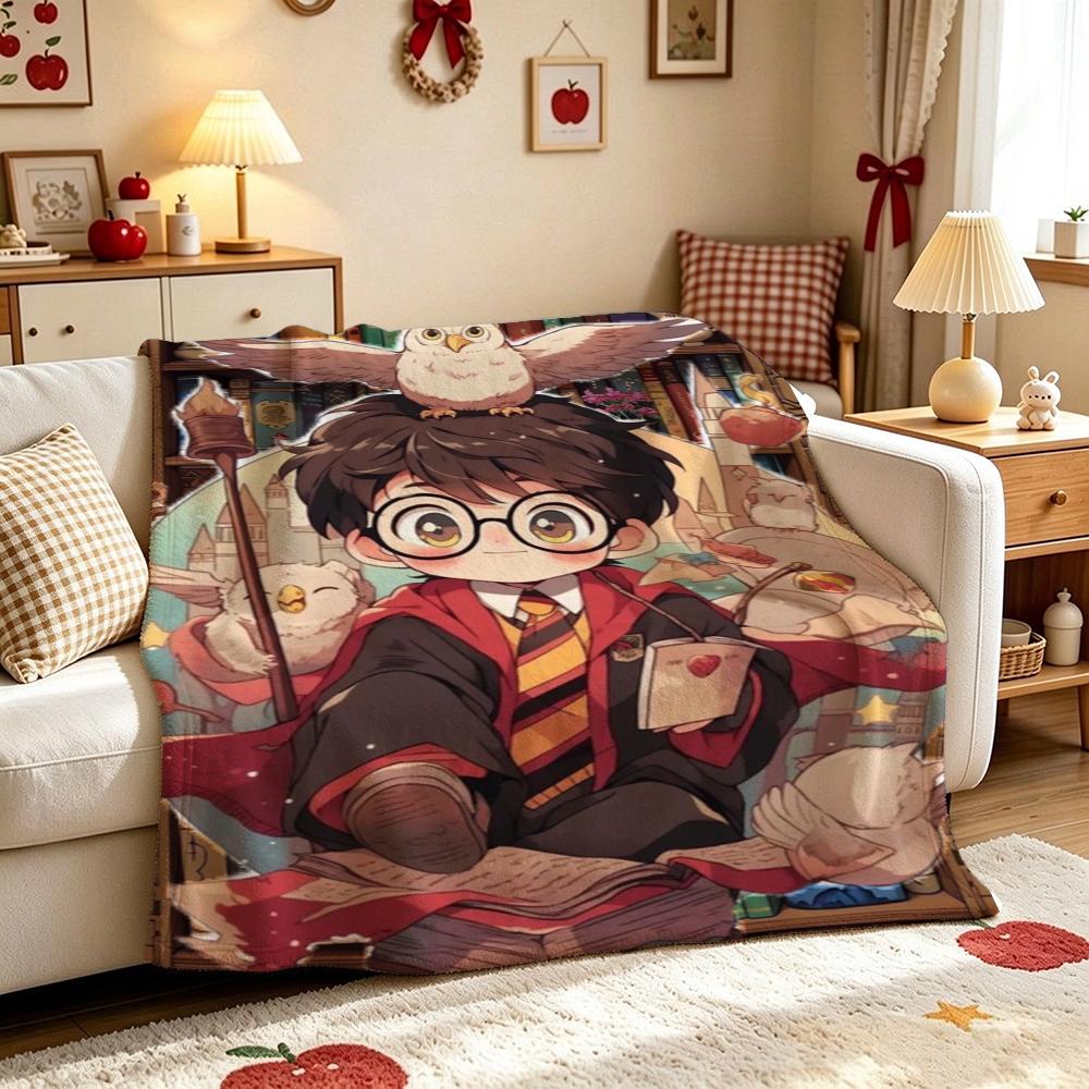 Wizard'S Magical Night Pattern Theme Flannel Blanket Suitable For All Seasons For Living Room Bedroom Gaming Room Lightweight Home Decor