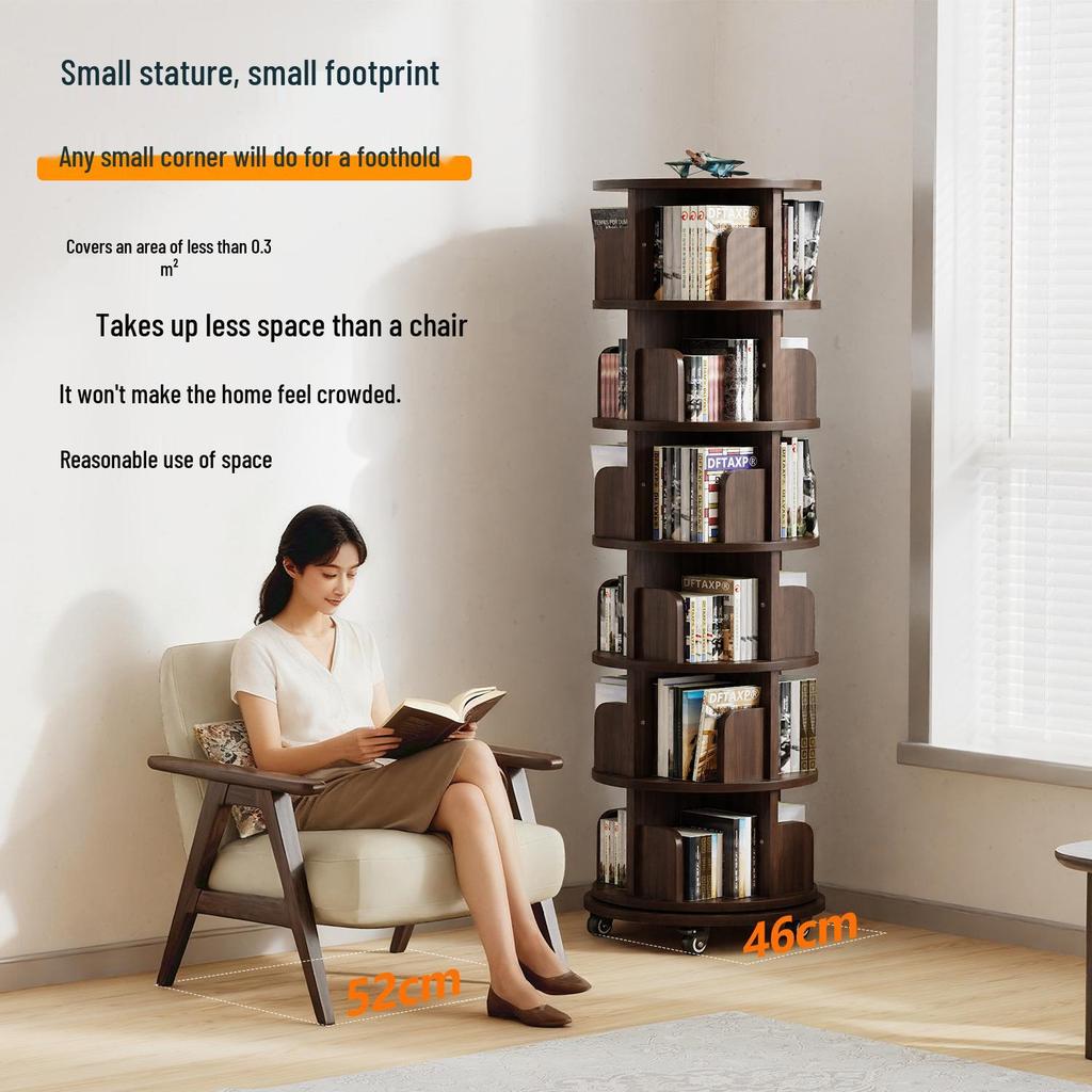 360° Rotating Solid Wood Bookshelf for Children's Room