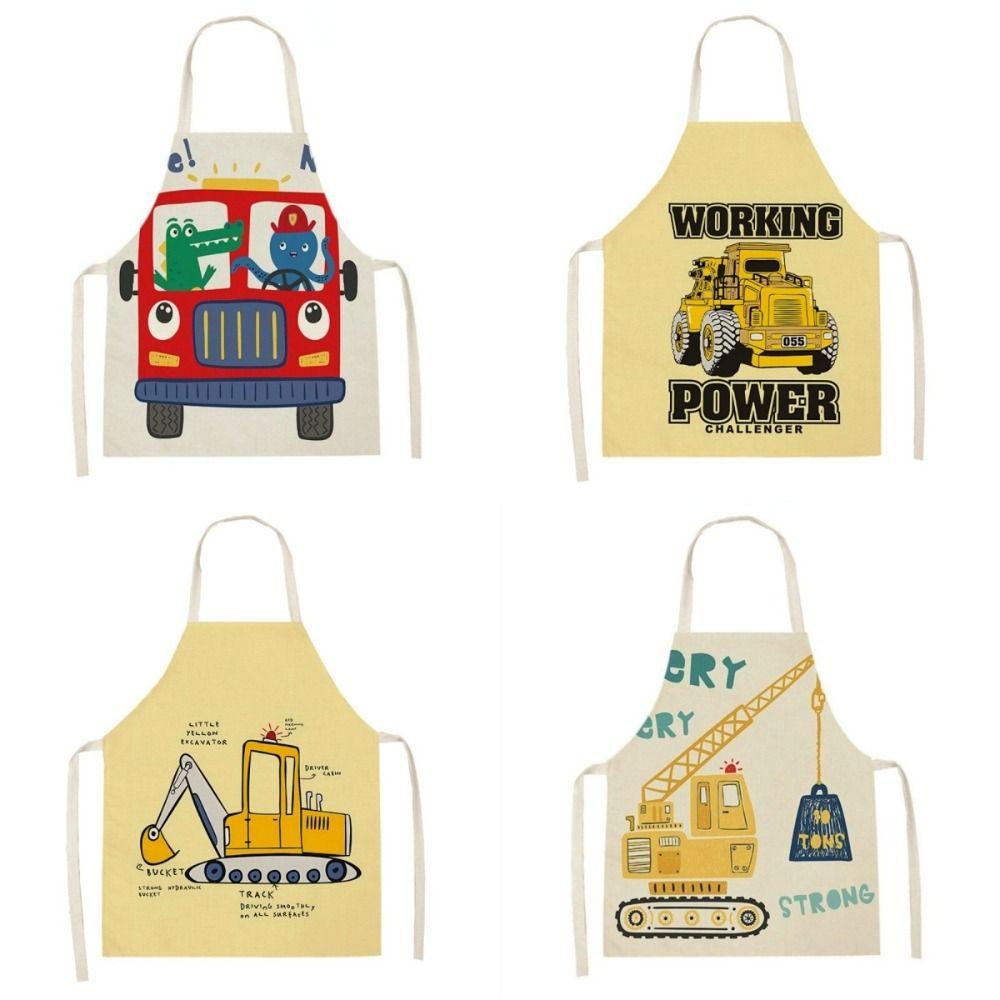 Car Pattern Children's Apron Vehicle Theme Printed Apron New Cleaning Clothes Home Use