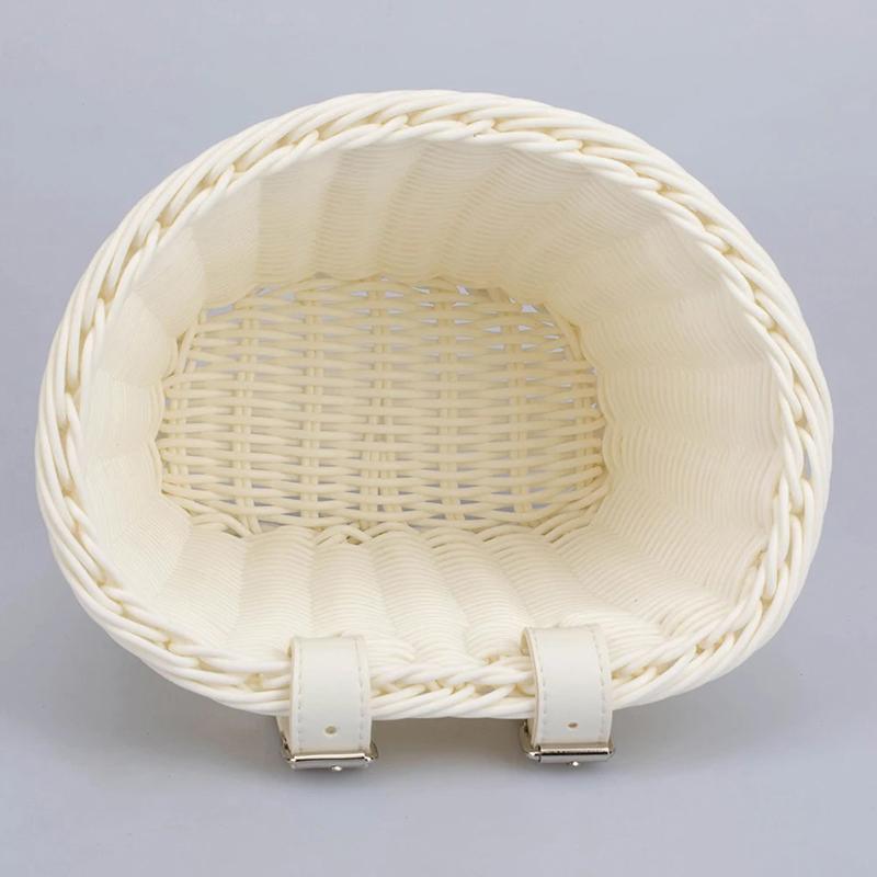 Coș detașabil pentru bicicletă, Coș de bicicletă din imitație de ratan, Geantă de depozitare pentru ghidon din față, Rucsac Accesorii pentru ciclism