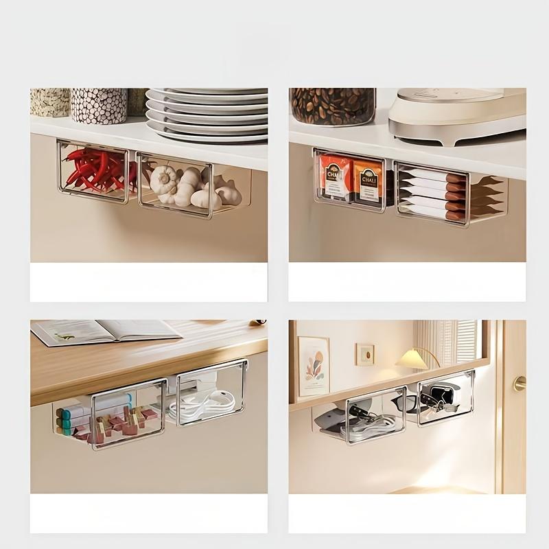 Transparent Drawer Storage Box Pull-Out Under Mirror Cabinet Oragnizer Case Bathroom Cotton Stick Makeup Holder