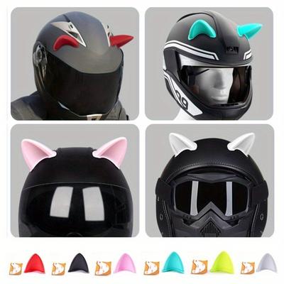 2 stücke Auto Motorrad Fahrrad Helm Katze Schöne Ohr Dekoration Off-road Motorrad Gesicht Voller Off-road Helm auto Teufel Hörner Casco Moto
