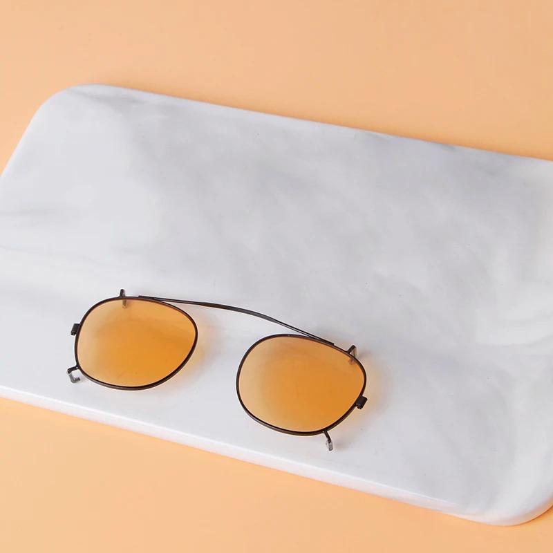 Klassiska Vintage Runda Fyrkantiga Clip-on Solglasögon Män Kvinnor Lyxmärke Designer Retro Avtagbara Polariserade Flip-glasögon SZ06M
