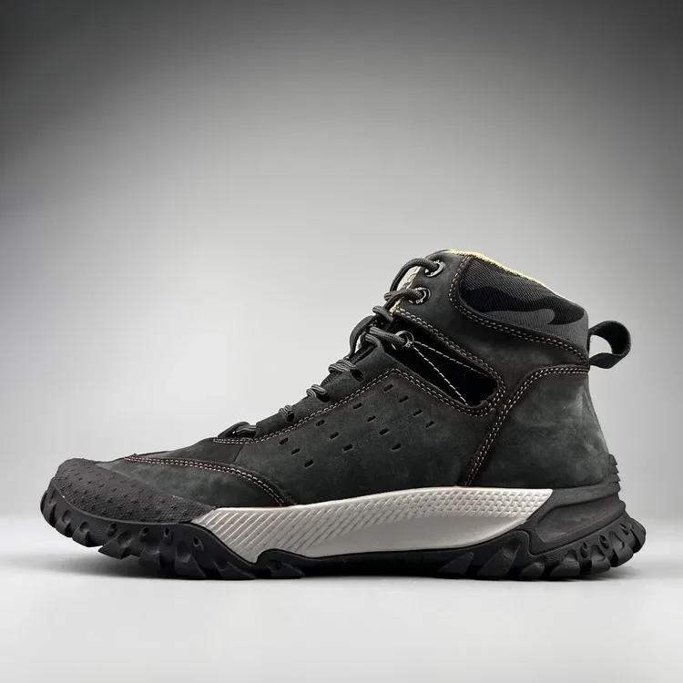 

Мужская обувь, новые высокие кроссовки из натуральной кожи, повседневные спортивные кроссовки для походов, кроссовки для активного отдыха, нескользящие ботинки из коровьей кожи для скалолазания 44