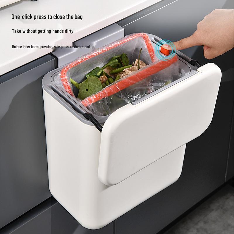 Wall-Mounted Kitchen Waste Bin with Lid - Ideal for Food Waste, Living Room, Bathroom, or Hanging Storage.
