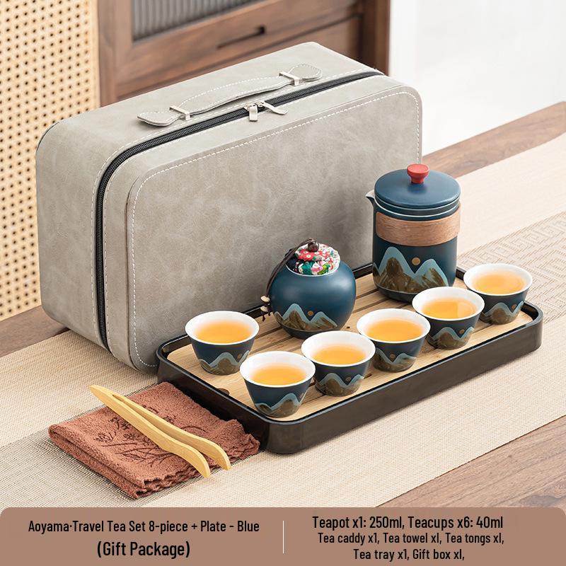 Portable Ceramic Kung Fu Tea Set - Travel Quick Cup for Office or Outdoor Use, Ideal Business Gift