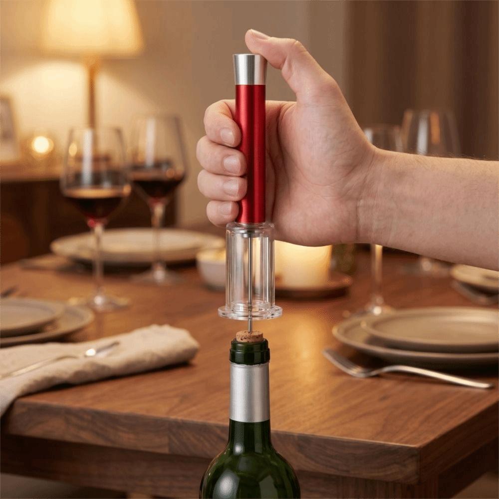 Red Cork Remover Aluminum+ABS Corkscrew Tools Easy Air Pump Pressure Bottle Opener  Red Wine Bottle