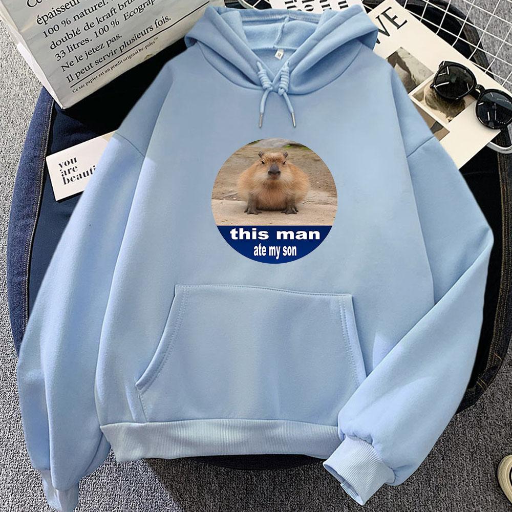 Capybara Cartoon Hoodie Graphic Printing Kawaii Sweatshirt Long Sleeve Comfortable Clothing Moletom Casual Pullovers  Soft Cute