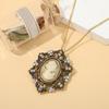 Oval Cameo Pendant Necklace with Crystal Rhinestones Handmade Vintage Jewelry Accessory Stylish Outfit Enhancer