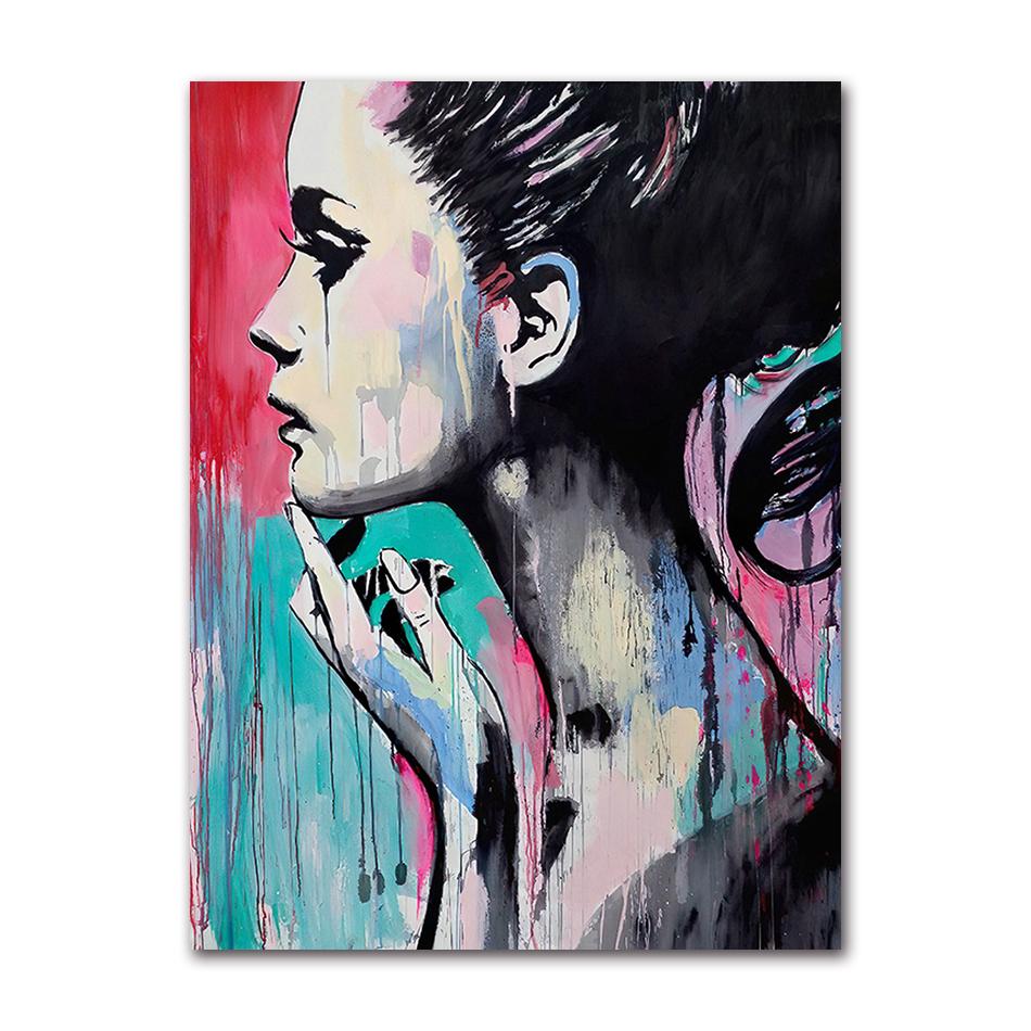 for Living room Home Decor no frame Wall Art Pictures Colorful Charming Girl Canvas Painting Prints Decoration