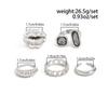 Exaggeration Heart Shape Crystal Rings Set for Women Lips Square Zircon Charm Open Rings Adjustable Fashion Designer Luxury Jewelry