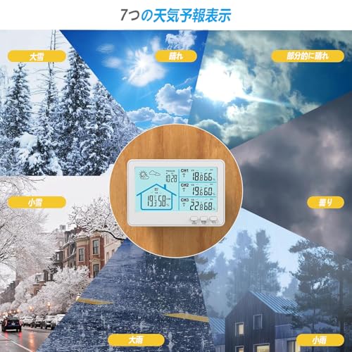 Timloon Digital Thermometer & Hygrometer, Indoor/Outdoor Wireless Thermometer & Hygrometer, 3 Sensors, Weather Forecast/Barometric Pressure Display/La