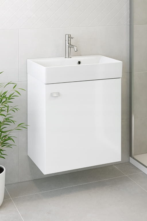 Wall Mounted Bathroom Cabinet with Sink , Gloss, Handle, Elara