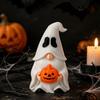 Small Halloween Collectibles Ghost Gnome Figurine, Creative Pumpkin Desk Ornament, 3D Printed Decor for Home Mini Statue Shelf Display, Funny Holiday