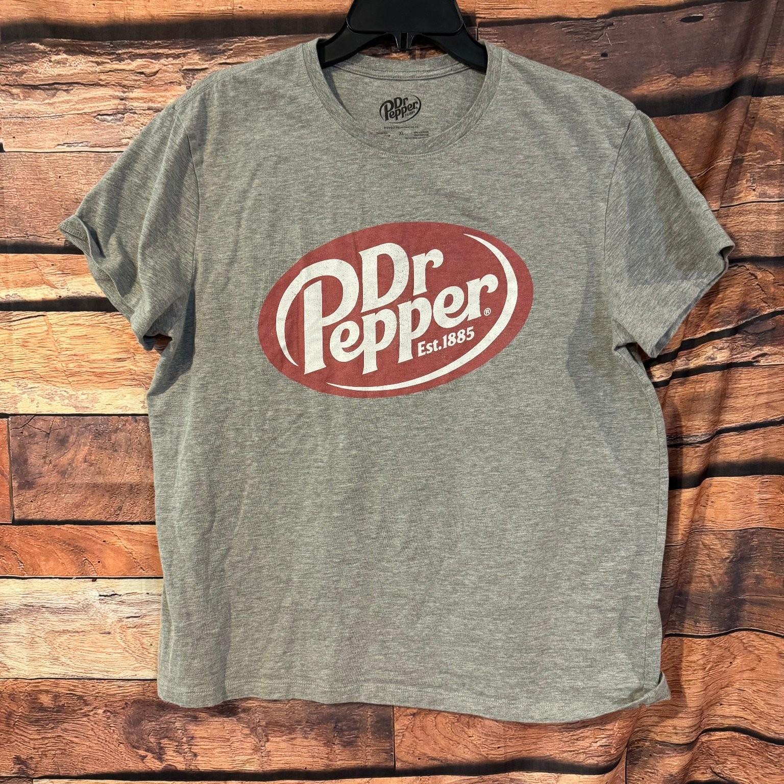 Dr Pepper Men s Gray XL Cotton Blend Graphic Print Short Sleeve Unisex T-Shirt XL