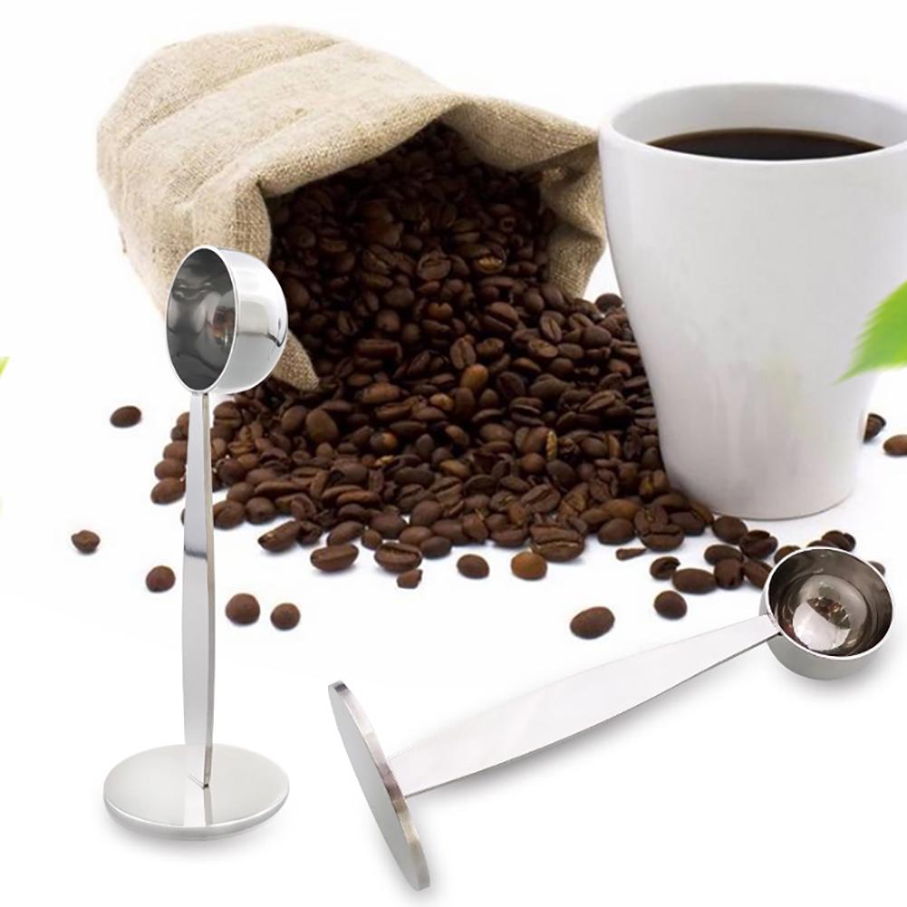 Stainless Steel Stand Tamper Spoon Tools 2 In 1 Coffee Scoop Portable Coffee Powder Measuring Scoops