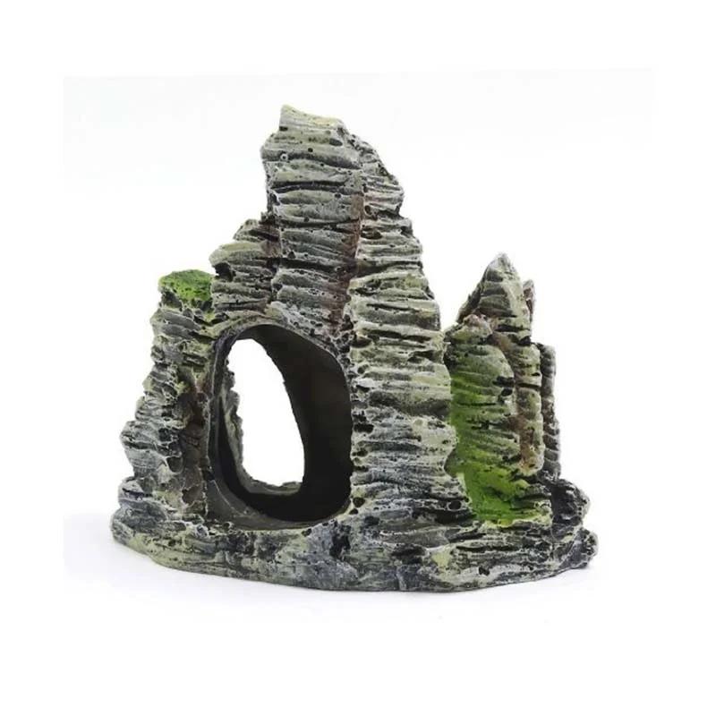 1x Resin Aquarium Rockery Ornament Mountain Cave Stone View Fish Tank Decoration Random