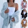 Women's Long Sleeve Batwing Cardigan Sweater - Plush, Loose, Plus Size Knitted Outerwear