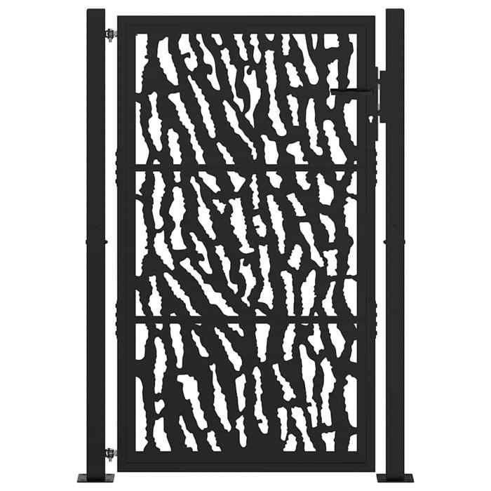 VidaXL Portail de jardin noir 105x155 cm acier conception de tracés, porte de clôture, porte extérieure, porte en métal, 4100981