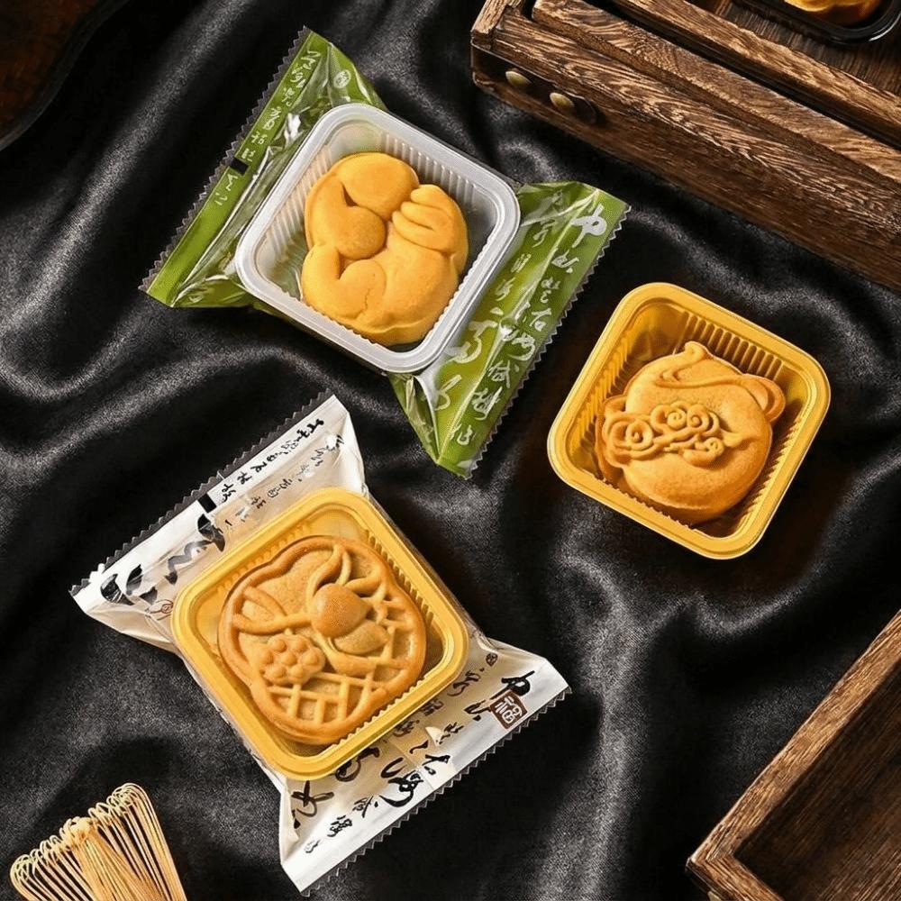 100PCS Chinese Style Mooncake Wrapping Bag Flat Plastic Bag Machine Seal Bags Egg Yolk Crisp