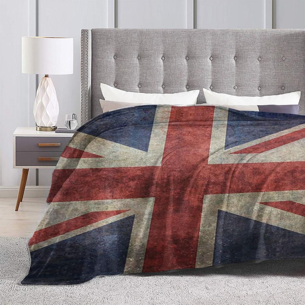 Vintage UK British Flag Sherpa Blanket Soft Warm Flannel Throw Blanket Bedding for Bed Living room Picnic Travel Home Couch
