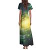 Women's Summer Casual Fashion -Print V-Neck Short-Sleeve Patchwork Dress