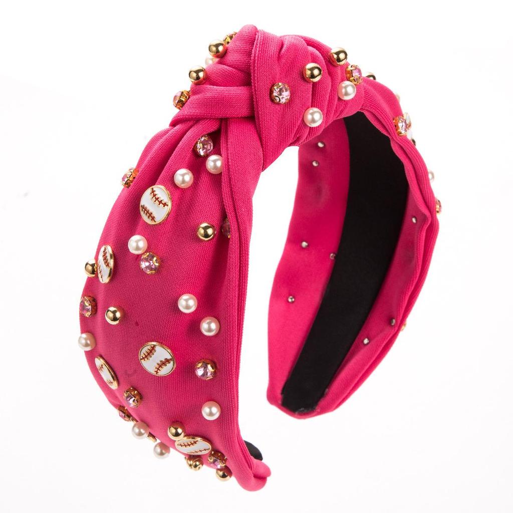 Heming Pearl-Decorated Baseball Headband: Fashionable Wide-Brim Fabric Hair Accessory