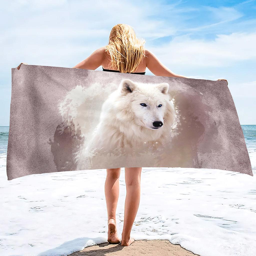 Animal Wolf Pattern Series Seaside Vacation Beach Towel Swimming Bath Towel Sports Towel