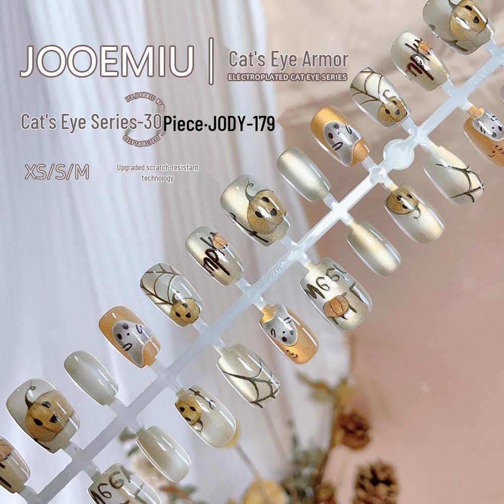 

30-Piece Halloween Ghost & Cat Eye 3D Nail Art Set - Removable & Wearable