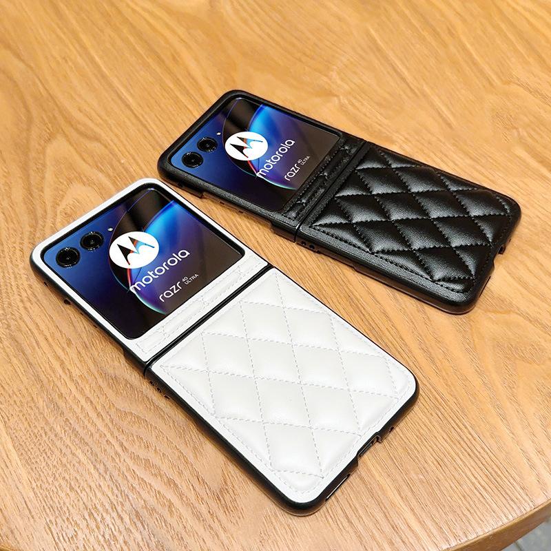 Für Motorola Razr 40 Ultra 5G PU-Lederbeschichtete PC-Handyhülle Rautenmuster Geprägte Handyhülle