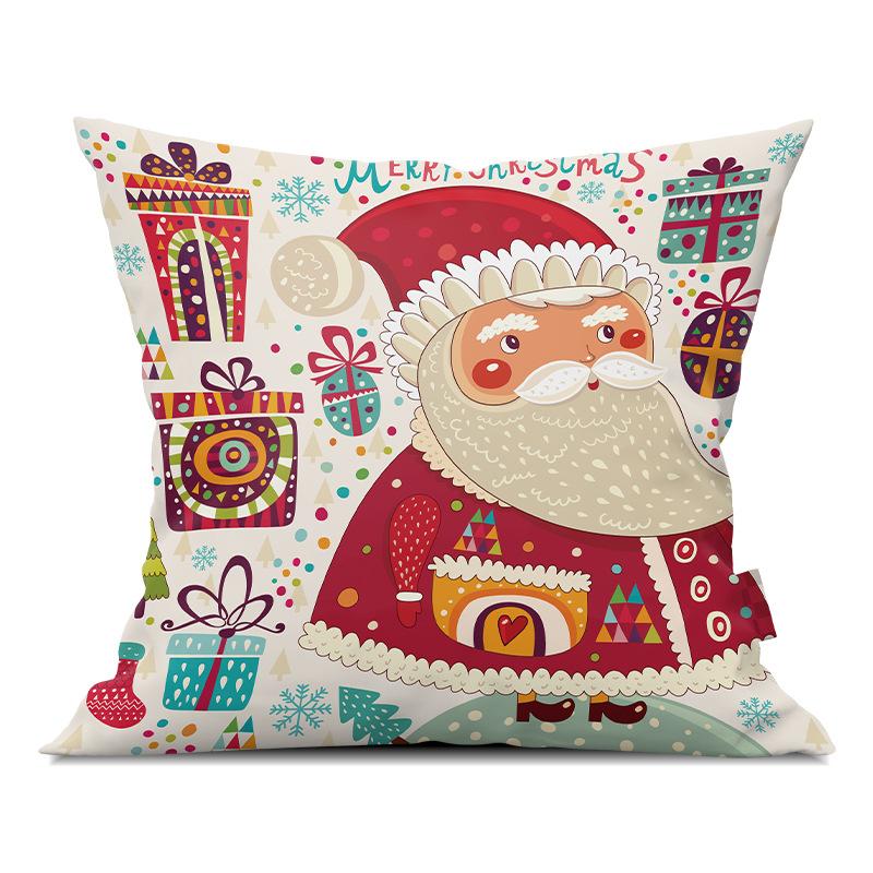 Merry Christmas Pillowcase Cartoon Printing Office Sofa Lumbar Pillow Cover for Home