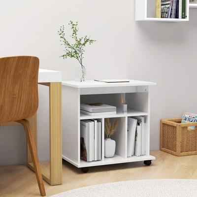 Vidaxl White High-Gloss Mobile Cabinet, 60X45X60 Cm