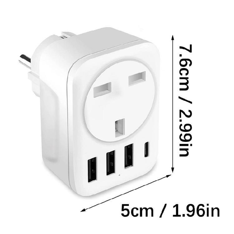 International Power Adapter UK to DE Plugs Adapter Voltages Conversion 3 USB Fast Charging Port Portable Travel Accessory