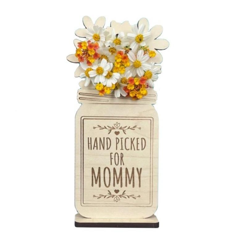 Mothers Day Flower Holder Removable Wood Table Ornament Flower Stands Party Table Decorations Gift for Mother