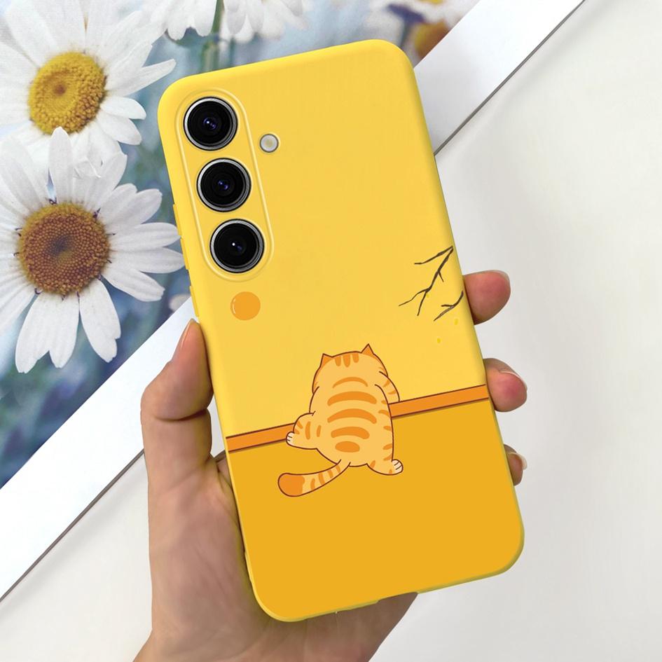 For Samsung Galaxy S24 Plus Case Lovely Yellow Duck Astronaut Matte Silicone Soft Cover For Samsung S 24 S24 Ultra S24+ 5G Funda