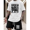 T-shirt d'été pour homme Taille européenne avec un design de bouledogue, Tenue polyvalente pour homme, Haut décontracté à manches courtes, Vêtement de sport tendance