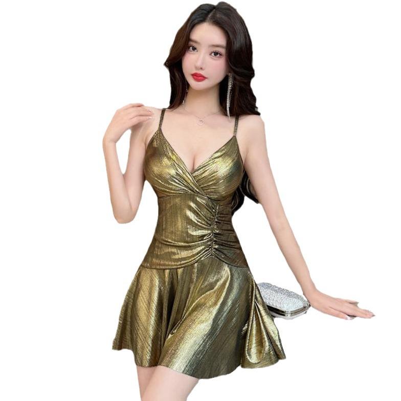 Bar Disco Pleated Backless A-Line Dress - Sexy Niche Design, Hot Girl Style