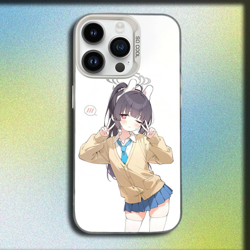

Cute Girl Blue A-Archive Phone Case For iPhone 16,15,14,13,12,11,Mini,Pro,E,MAX White Candy Matte Shockproof Cover iPhone12PROMAX