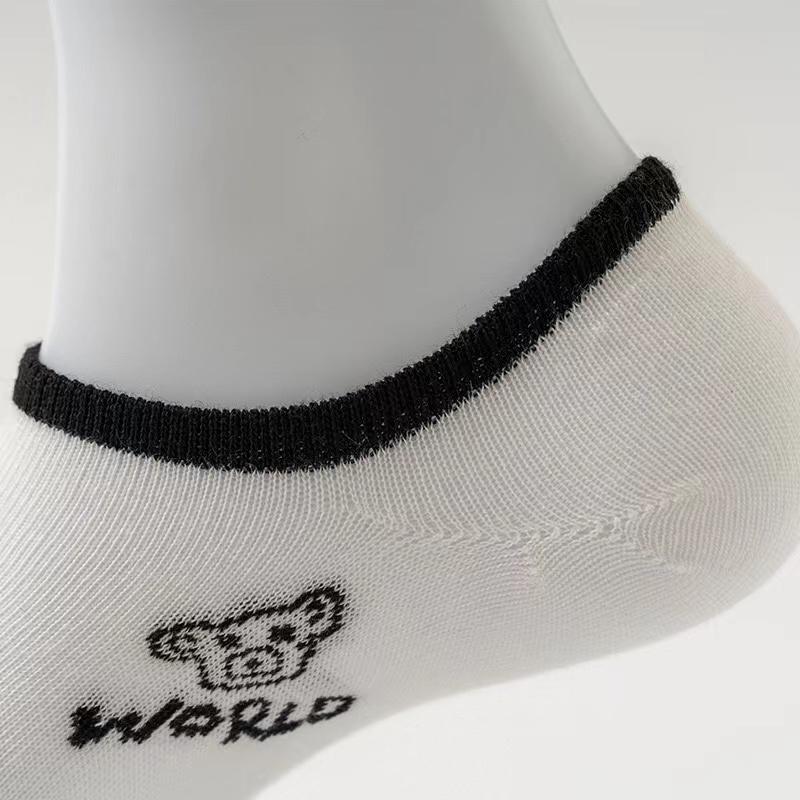 5 Pairs of WOMEN'S Boat Socks Invisible Low Cut Silicone Anti Slip Summer Ankle Socks Cotton Heart Mesh Breathable