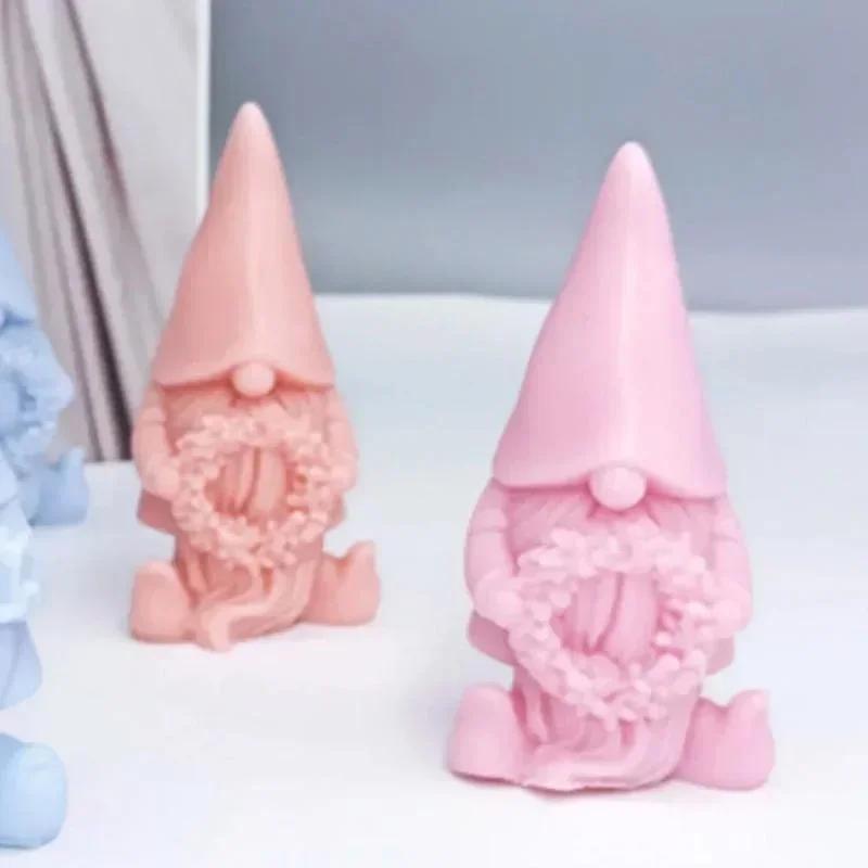 Christmas Tree Wreath Santa Claus Silicone Candle Mold DIY Long Hat Garland Dwarf Plaster Resin Soap Making Party Small Tools